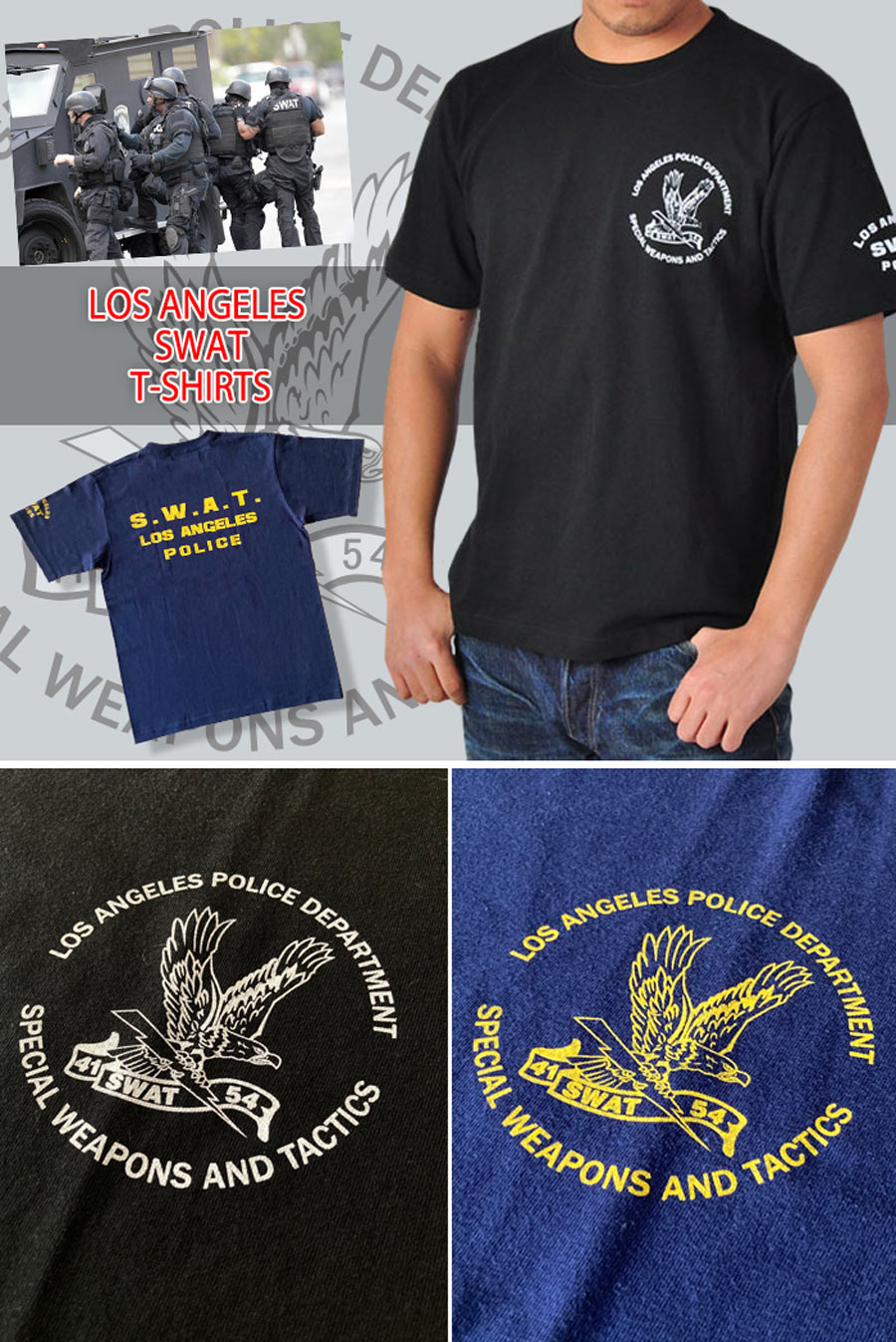 LAPD SWAT Tシャツ ブラック Lサイズ S.W.A.T. サバゲー