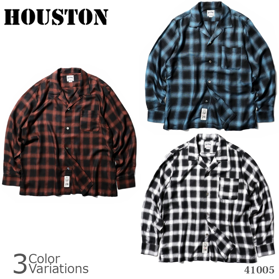 HOUSTON（ヒューストン） RAYON OMBRE CHECK SHIRT レーヨンオンブレ―チェックシャツ 41005-ミリタリーショップ専門店  SWAT